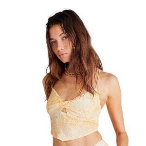 Free People Vanessa Smocked Printed Top Size Small In sun Combo